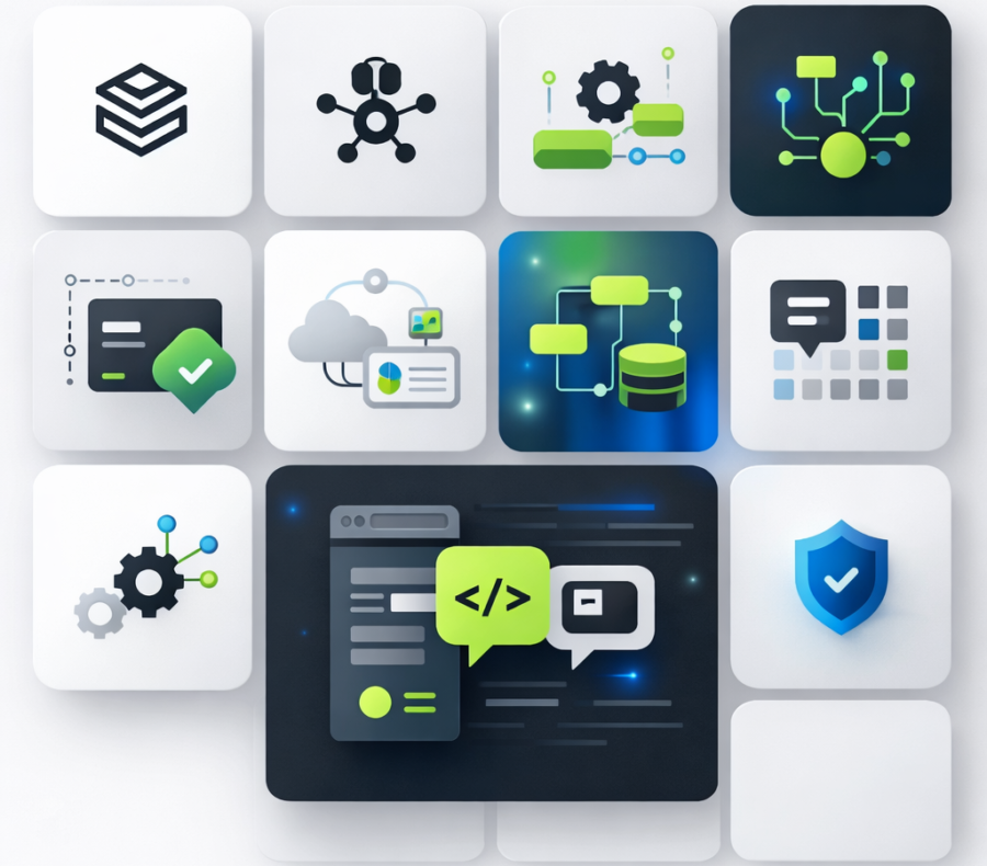 Moderne IT-Visualisierung für Smart Shoring, Softwareentwicklung, KI- und Cloud-Lösungen im B2B-Umfeld